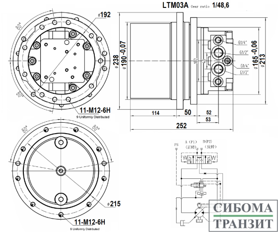 LTM03A редуктор хода миниэкскаватора (2.8-3.5T)