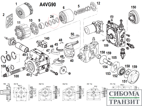 Rexroth vfc3610 схема подключения проводов Купить Bosch Rexroth (Рексрот) A4VSO45 запчасти для ремонта гидронасоса (гидромо