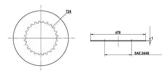 Тормозная пластина динамическая d78x1 T24