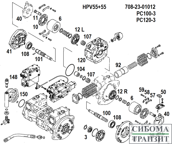 708-23-01012 MAIN PUMP HPV55+55