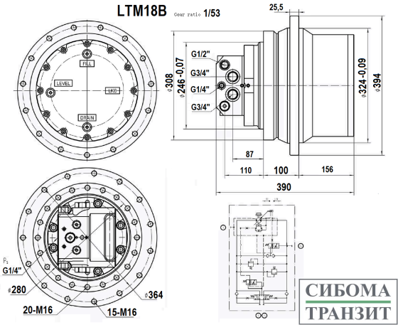 LTM18B редуктор хода экскаватора (10T-13T)