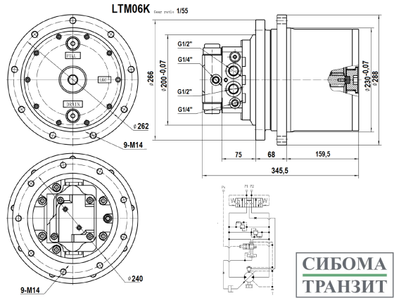 LTM06K редуктор хода миниэкскаватора (5-6T)